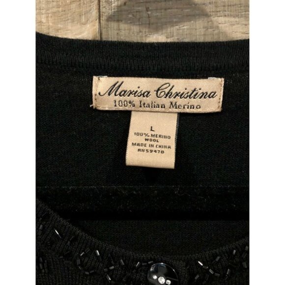 Marisa Kristina women black merino wool cardigan size L - Picture 4 of 11